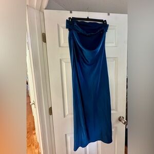 Dark blue midi satin dress